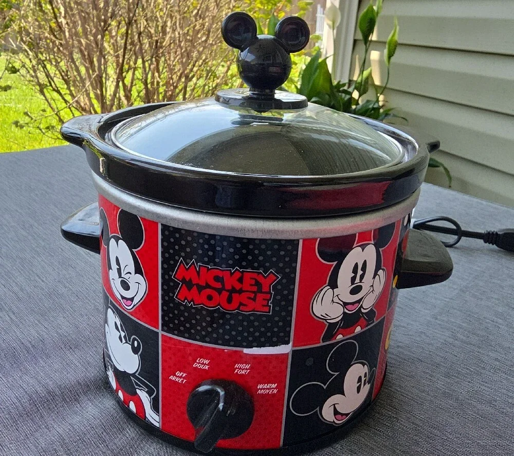 Disney Mickey Mouse Red and Black Crock-Pot Slow Cooker with Glass Lid